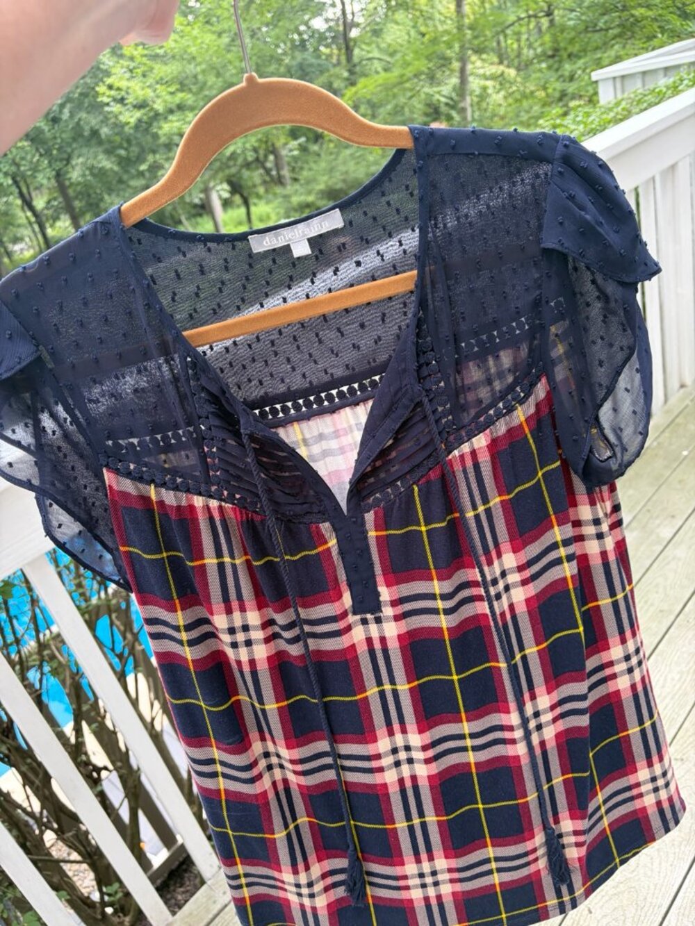 Daniel Rainn Navy & Red Plaid Swiss Dot Mixed-Media-size small